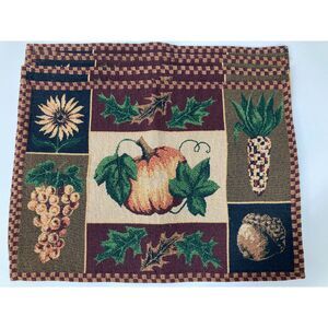 Autumn Fall Harvest Pumpkin Placemats Set of 4 Rustic Farmhouse Decor Tapestry